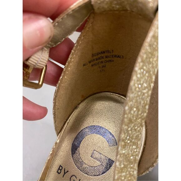 G by Guess Shantel Two-Piece Sandals Glitter Gold Pumps Size 6.5 - Picture 12 of 13